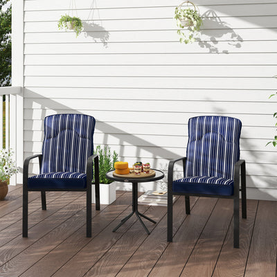 Outsunny 3-Piece Patio Bistro Set, 5-Position Adjustable Recliner Garden Chairs and Tempered Glass Table, Garden Furniture Set with Cushions, High Back, Armrests, Metal Frame for Balcony Patio, Blue 