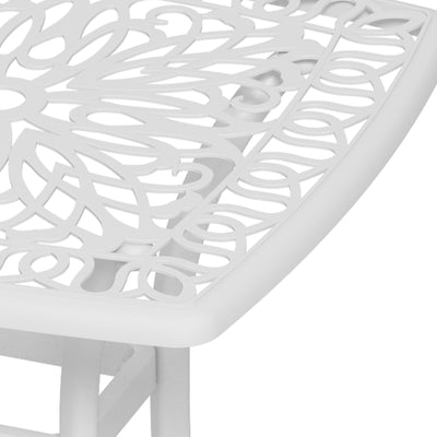 Outsunny Cast Aluminium Bistro Table, Outdoor Square Side Table with Umbrella Hole, Garden Table for Balcony, White 