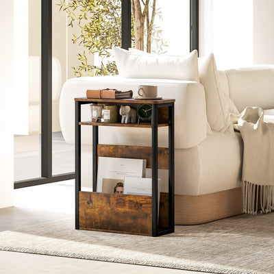 HOMCOM Industrial-Style Side Table - Black/Brown 