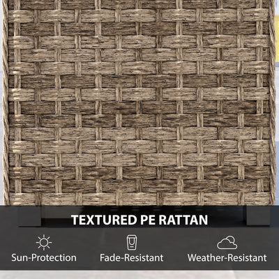 Outsunny Outdoor Coffee Table with Storage Shelf, PE Rattan Side Table with Slatted Top and Foot Pads, Light Brown 