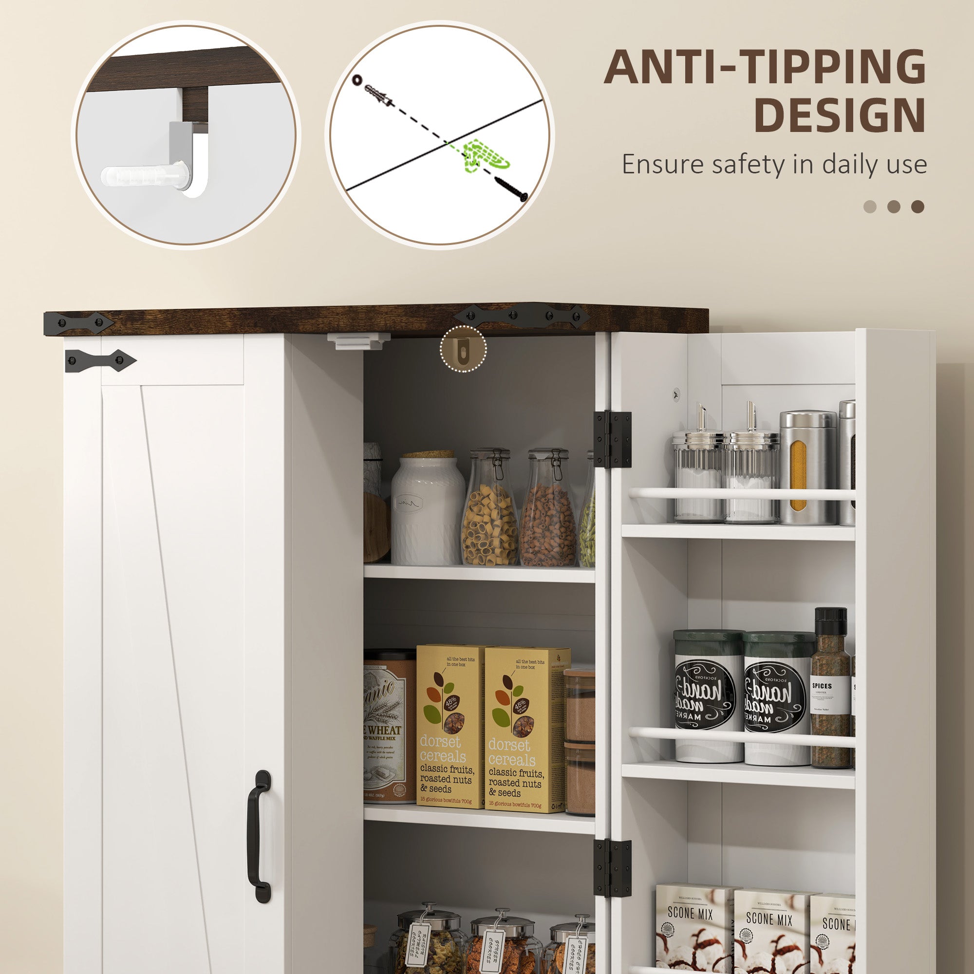 HOMCOM Multi-Storage Farmhouse Style Cabinet - White 