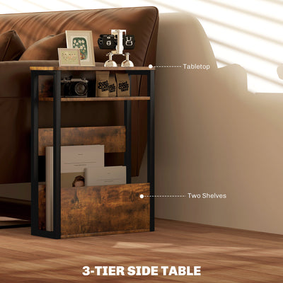 HOMCOM Industrial-Style Side Table - Black/Brown 