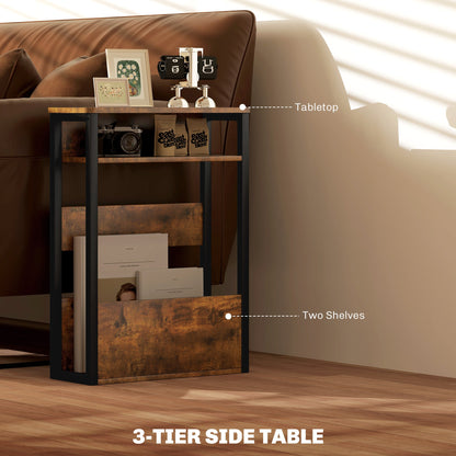 HOMCOM Industrial-Style Side Table - Black/Brown 