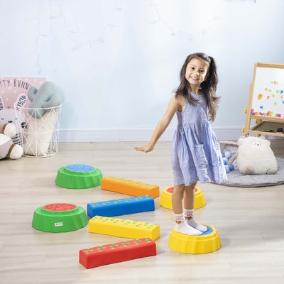Outsunny Eight-Piece Kids Stepping Stones, with Non-Slip Surface & Bottom, for Toddlers - Multicoloured 