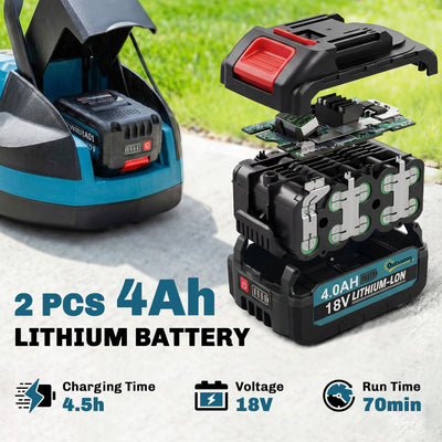 Outsunny 18V Cordless Lawnmower with 2 x 4Ah Batteries & Charger, Battery Lawn Mower with 21cm Cutting Width, 3 Cutting Heights 
