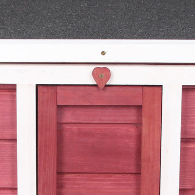 PawHut Wooden Rabbit Hutch 51 x 42 x 43 cm, Red 