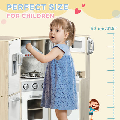 HOMCOM Kids Kitchen Playset, with Accessories, Storage Space 