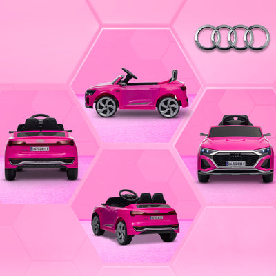 AIYAPLAY Audi Q8 e-tron Sportback Licensed 12V Ride on Car w/ Remote, 4 Spring Suspension Wheels, Headlights, Music, Horn - Pink 