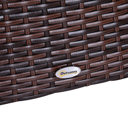 Outsunny Rattan Outdoor Coffee Table, Wicker Garden Patio Bistro Side Table with Umbrella Hole and Storage Space for Balcony, Porch, Brown 