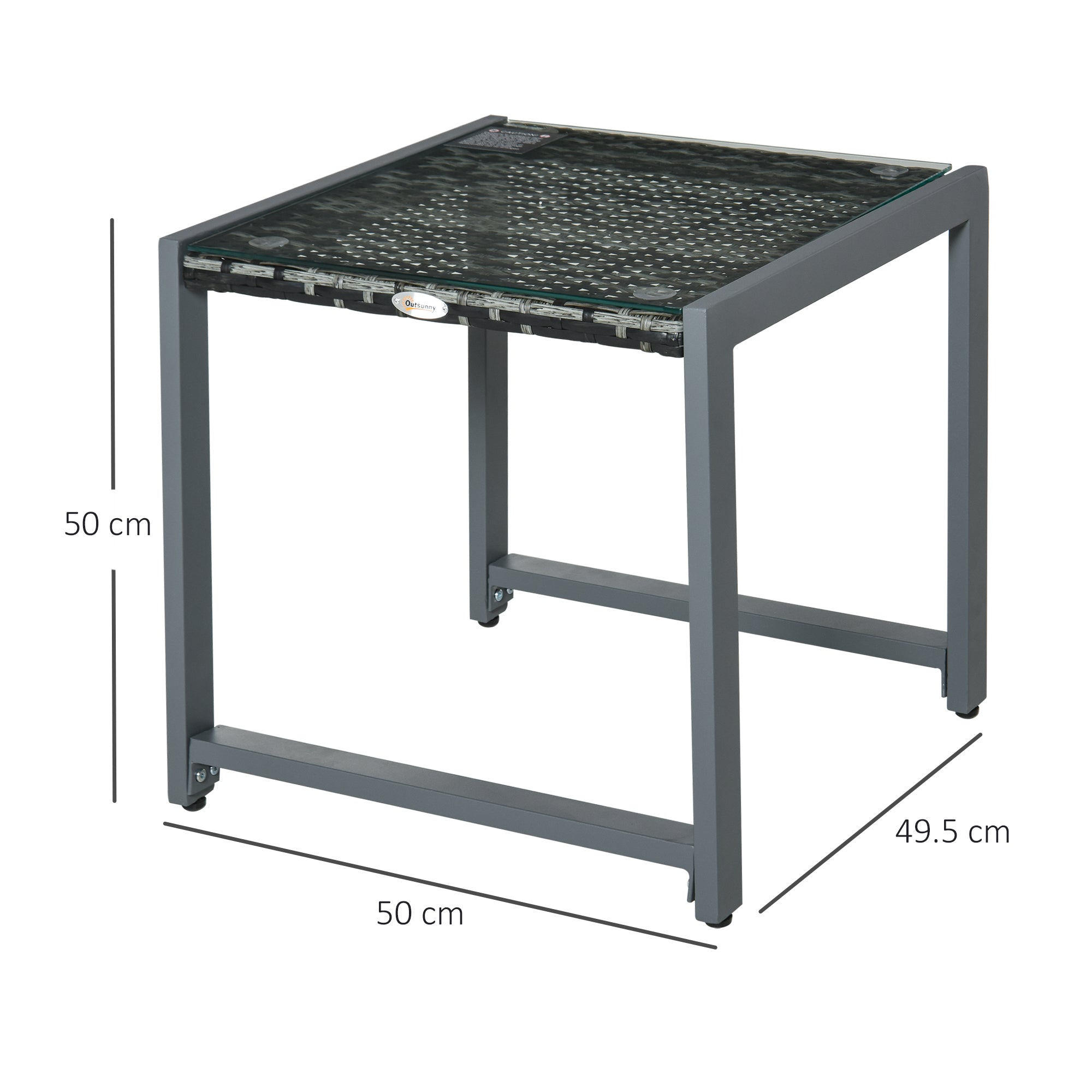 Outsunny Rattan End Table Side Coffee Desk Outdoor Patio Wicker Sofa Chat Garden Furniture 
