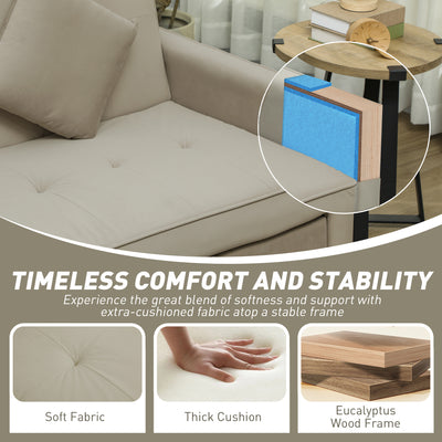 HOMCOM Three-Person Velvet-Feel Sofa Bed - Beige 