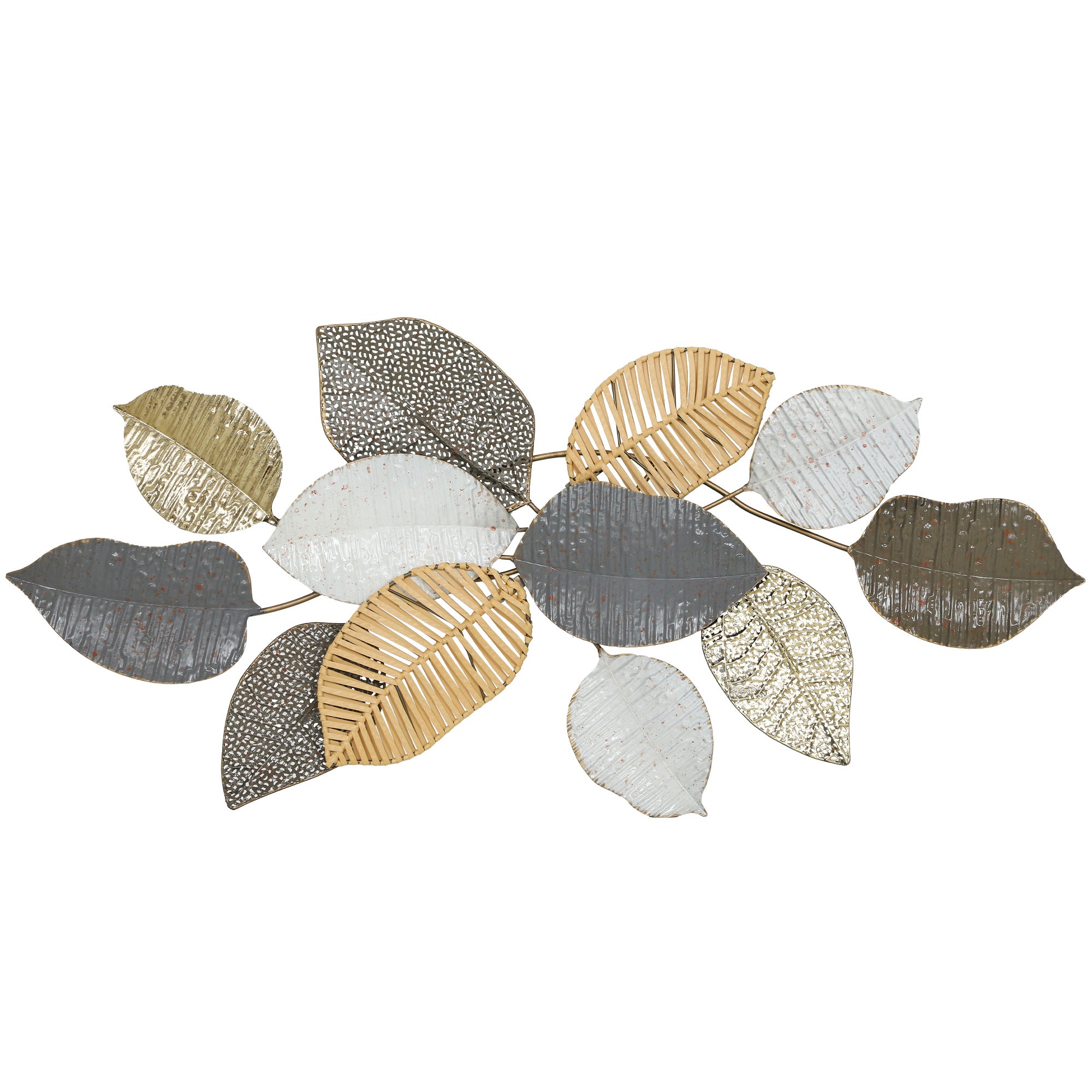 HOMCOM Metal Wall Art, Modern Hanging Wall Decor with Unique Leaf Design for Living Room Bedroom Entryway 