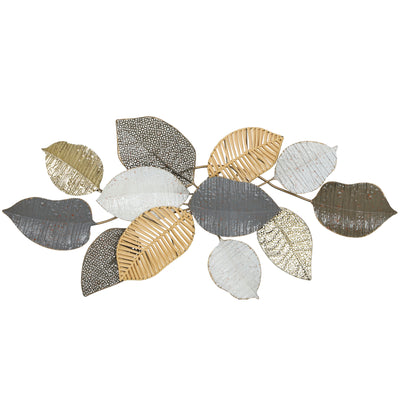 HOMCOM Metal Wall Art, Modern Hanging Wall Decor with Unique Leaf Design for Living Room Bedroom Entryway 