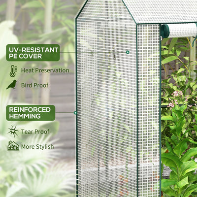 Outsunny Green House, Mini Greenhouse with 2 Roll-up Doors, Vent Holes and Reinforced Cover, 100 x 80 x 150cm 