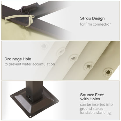 Outsunny 3.5M X 3.5M Metal Pergola Gazebo Awning Retractable Canopy Outdoor Garden Sun Shade Shelter Marquee Party BBQ, Beige 