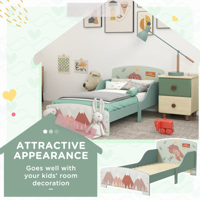 ZONEKIZ Toddler Bed Frame, Kids Bedroom Furniture for Ages 3-6 Years, Green 
