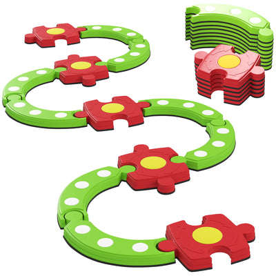 AIYAPLAY 13 PCS Kids Balance Beam Stepping Stones Set with Non-slip Textured Surface, Outdoor Indoor for Toddlers, Green 