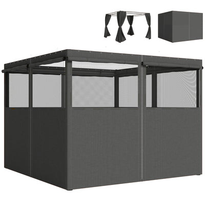 Outsunny 4 Pack Replacement Gazebo Curtains Privacy Panel for Most 3 x 3 m Gazebo, Outdoor Shelter Sidewalls, Dark Grey 