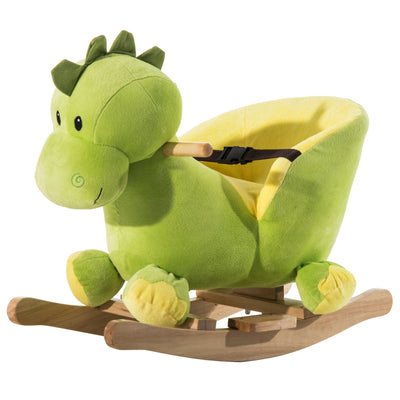 HOMCOM Kids Rocking Horse, Plush Ride-On Dinosaur Seat, with Seat Safety Belt, 32 Songs, Ride-On Horse 