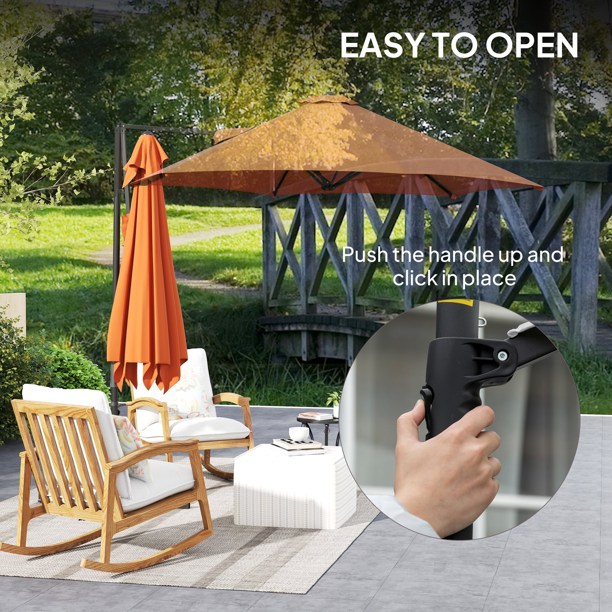 Outsunny 2.5m Rotating Cantilever Parasol - Orange 