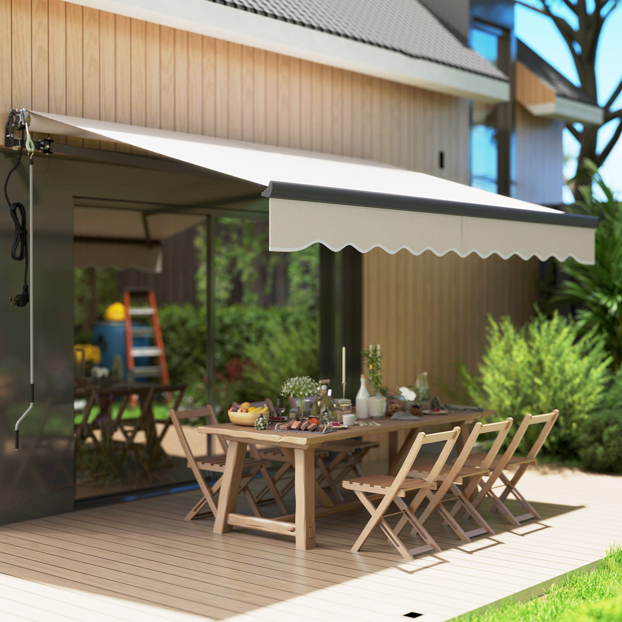 Outsunny 2.5 x 3m Electric/Manual Awning, with Remote - Beige 
