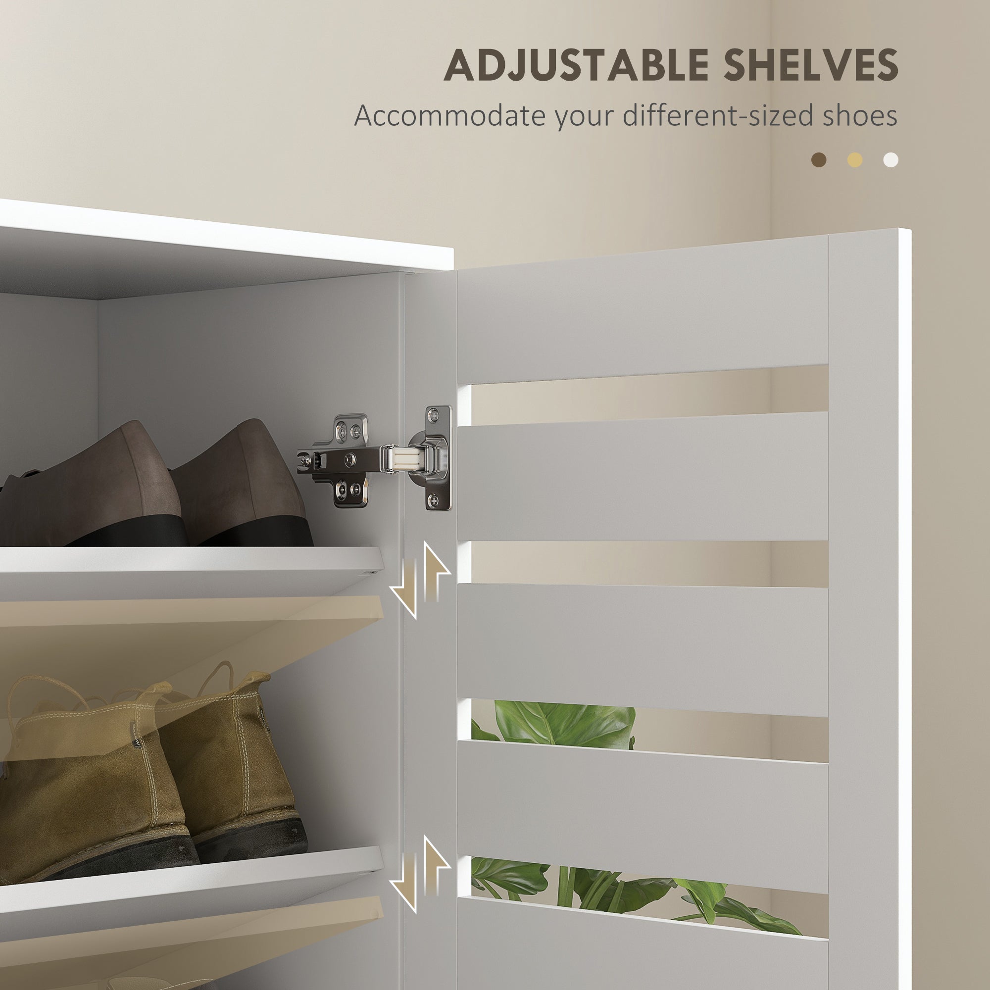 HOMCOM Narrow Shoe Cabinet for Entryway, 5-Tier Slim Shoe Storage Cabinet with 2 Slatted Doors and Adjustable Shelves 