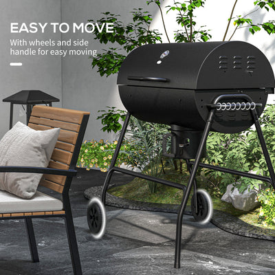 Outsunny Steel Charcoal BBQ, with Ash Catcher and Warming Rack 