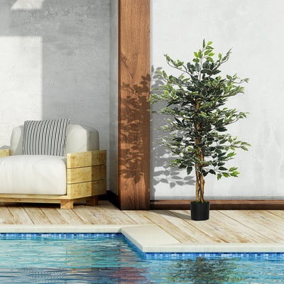 HOMCOM Set of Two Artificial Ficus Trees 