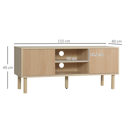 HOMCOM Sliding Door TV Cabinet Stand - Oak Wood-Effect 