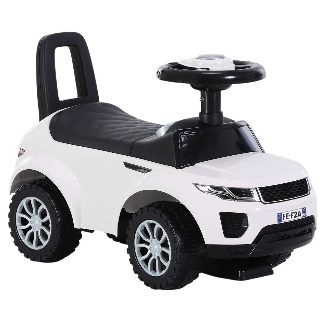 HOMCOM 3-in-1 Ride On Car Foot To Floor Slider Toddler w/ Horn Steering Wheel NO POWER Manual Under Seat Storage Safe Design for 1-3 Year Old White 
