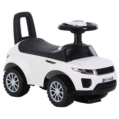 HOMCOM 3-in-1 Ride On Car Foot To Floor Slider Toddler w/ Horn Steering Wheel NO POWER Manual Under Seat Storage Safe Design for 1-3 Year Old White 
