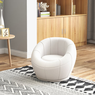 HOMCOM Modern Accent Chair, Swivel Upholstered Armchair for Living Room, Bedroom, Home Office, White 