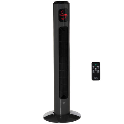HOMCOM 38'' Freestanding Tower Fan, 3 Speed 3 Mode, 12h Timer, 70 Degree Oscillation, LED Panel, 5M Remote Controller, Dark Grey 