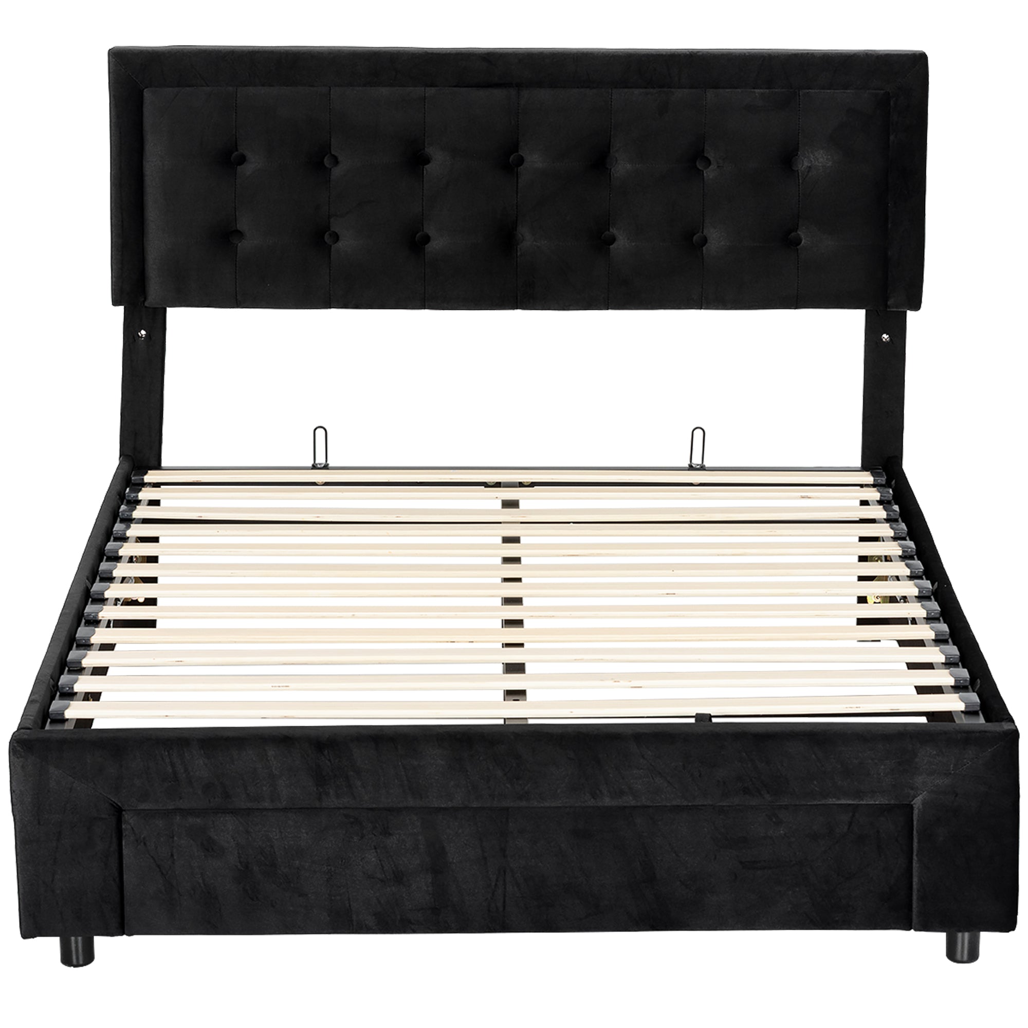 HOMCOM King Size Ottoman Bed Frame, with Front Drawer - Black