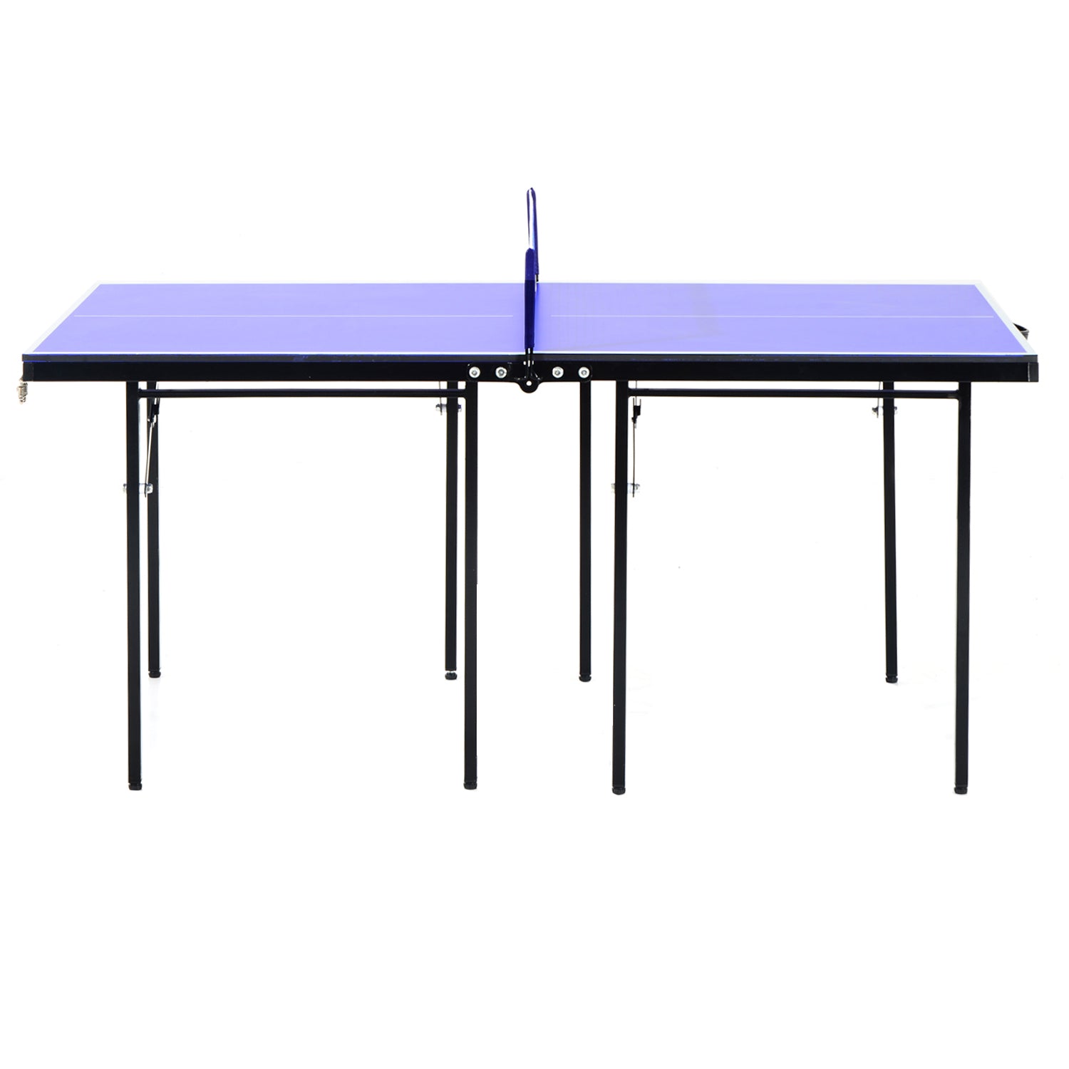 HOMCOM Folding 5ft Mini Compact Table Tennis Top Ping Pong Table Set Professional Net Games Sports Training Play Blue 
