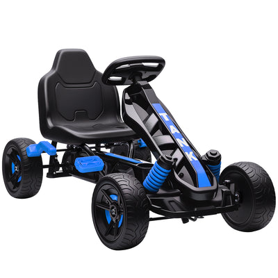 AIYAPLAY Pedal Go Kart for Kids Aged 3-6 Years, with Freewheel System, Brake, EVA Anti-Slip Wheels, Blue 