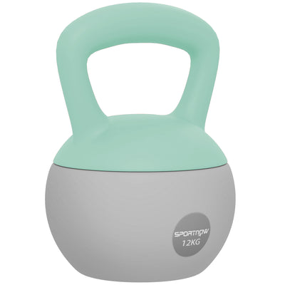 SPORTNOW 12KG Soft Kettlebell, Kettlebell with Non-Slip Handle for Home Gym, Weight Lifting, Strength Training, Green/Grey 
