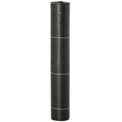 Outsunny 2m x 50m Weed Control Membrane, Heavy Duty Weed Control Barrier Fabric, 90gsm Ground Cover for Patios, Garden, Flower beds, Landscaping 
