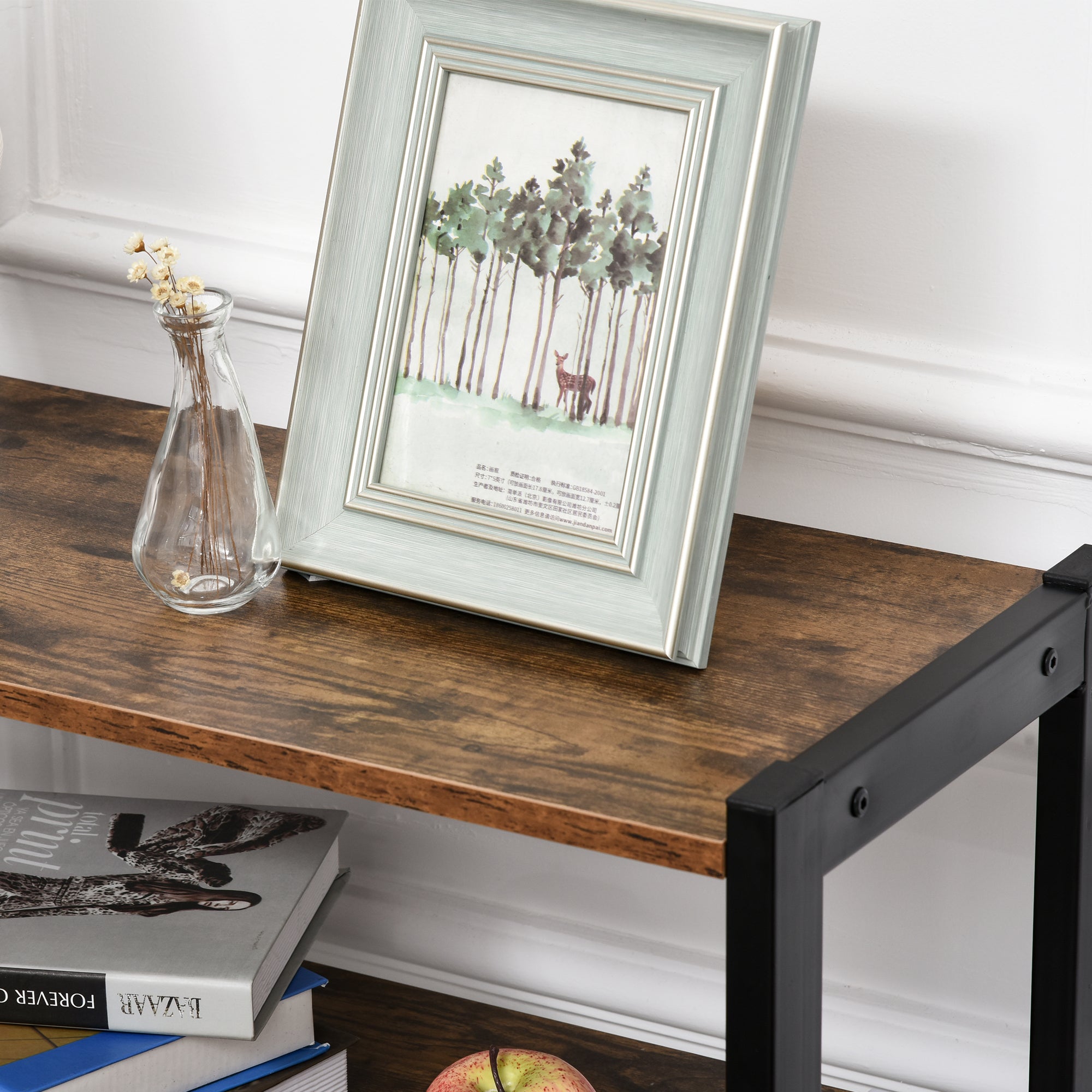 HOMCOM Industrial Bookshelf, Storage Cabinet with 3-Tier with Doors, for Home Office, Living Room Rustic Brown 
