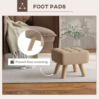 HOMCOM Linen-Look Square Padded Footstool - Brown 