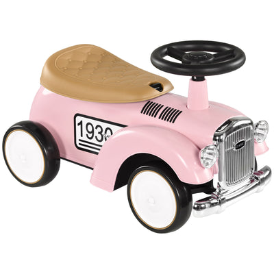 AIYAPLAY Foot to Floor Slider for Toddlers with Under-Seat Storage, Ride on Sliding Car with Horn, for Ages 12-36 Months - Pink 