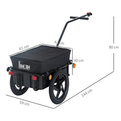 HOMCOM Cargo Trailer Bike Stroller Garden Trolley W/Carrier Utility Luggage & Wheels Black 