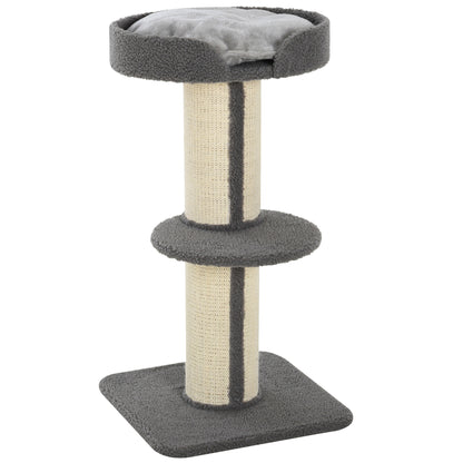 PawHut 91cm Cat Tower Scratching Posts Cat Tree for Indoor Cats Kitten Activity Centre Grey 