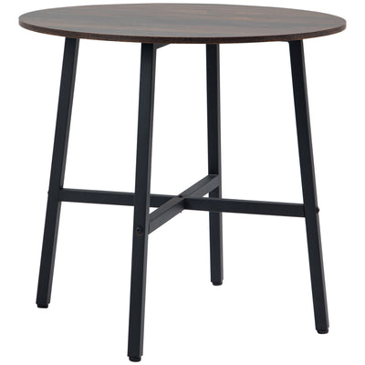 HOMCOM 85cm Dining Room Table, Industrial Style Kitchen Table Round  with Steel Legs, Rustic Brown 