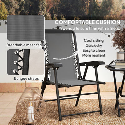 Outsunny Three-Piece Garden Table and Chair Set - Dark Grey 