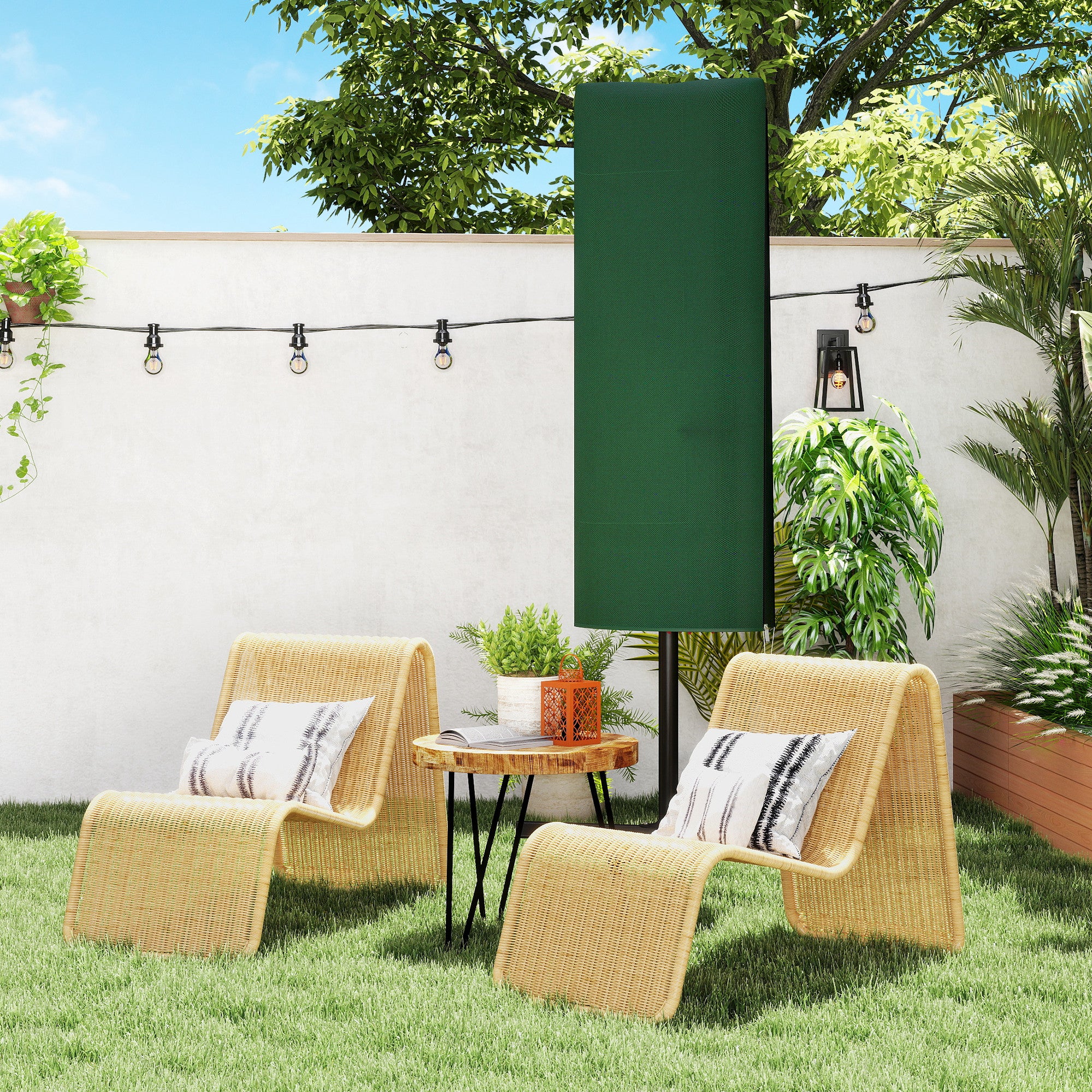 Outsunny Garden Parasol Cover, Outdoor Patio Umbrella Protector Weatherproof Garden Patio for 2-4.6m Parasol, Dark Green 