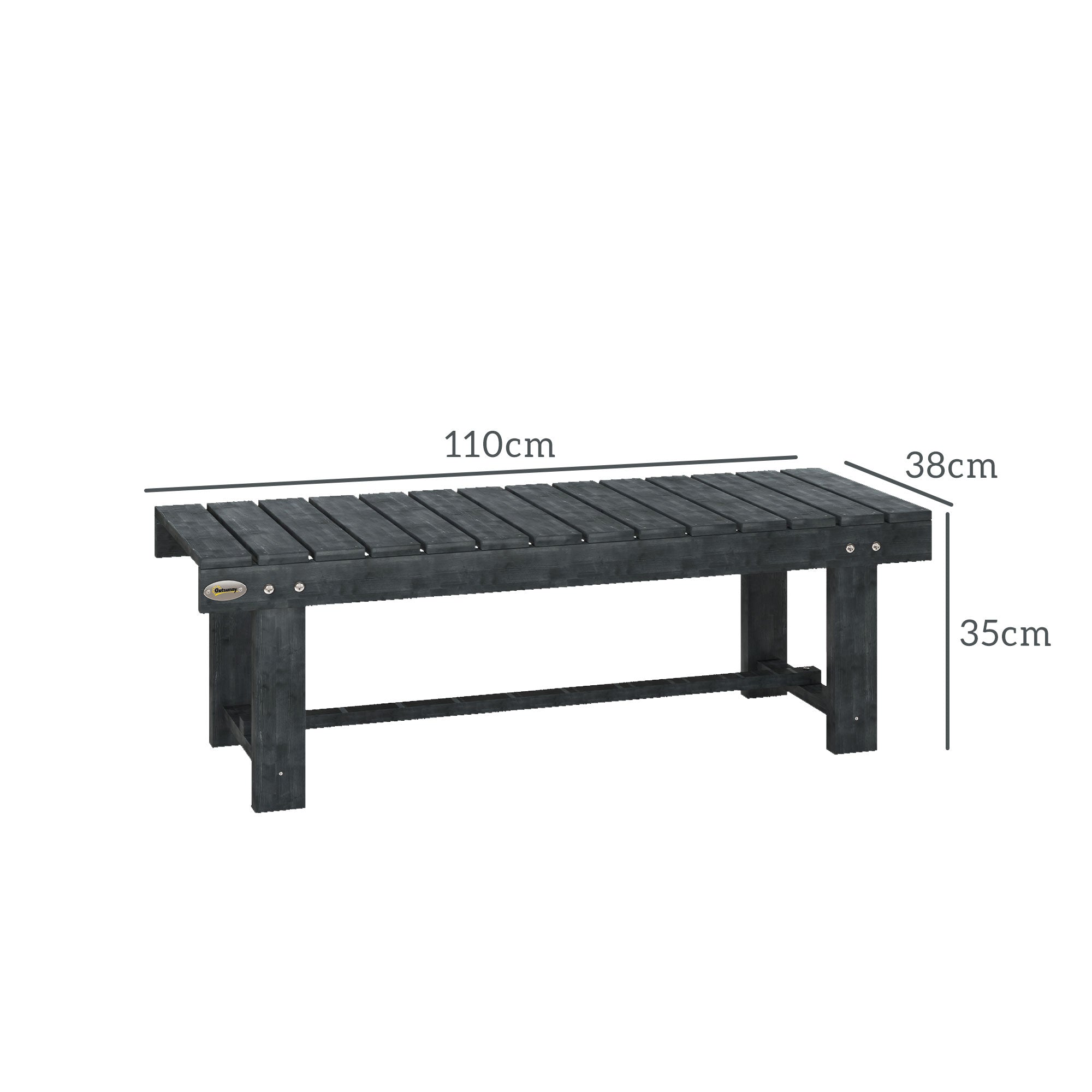 Outsunny 2-Seater Garden Wooden Bench, Grey 