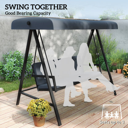 Outsunny Three-Seat Garden Swing Chair, with Adjustable Canopy - Dark Grey 