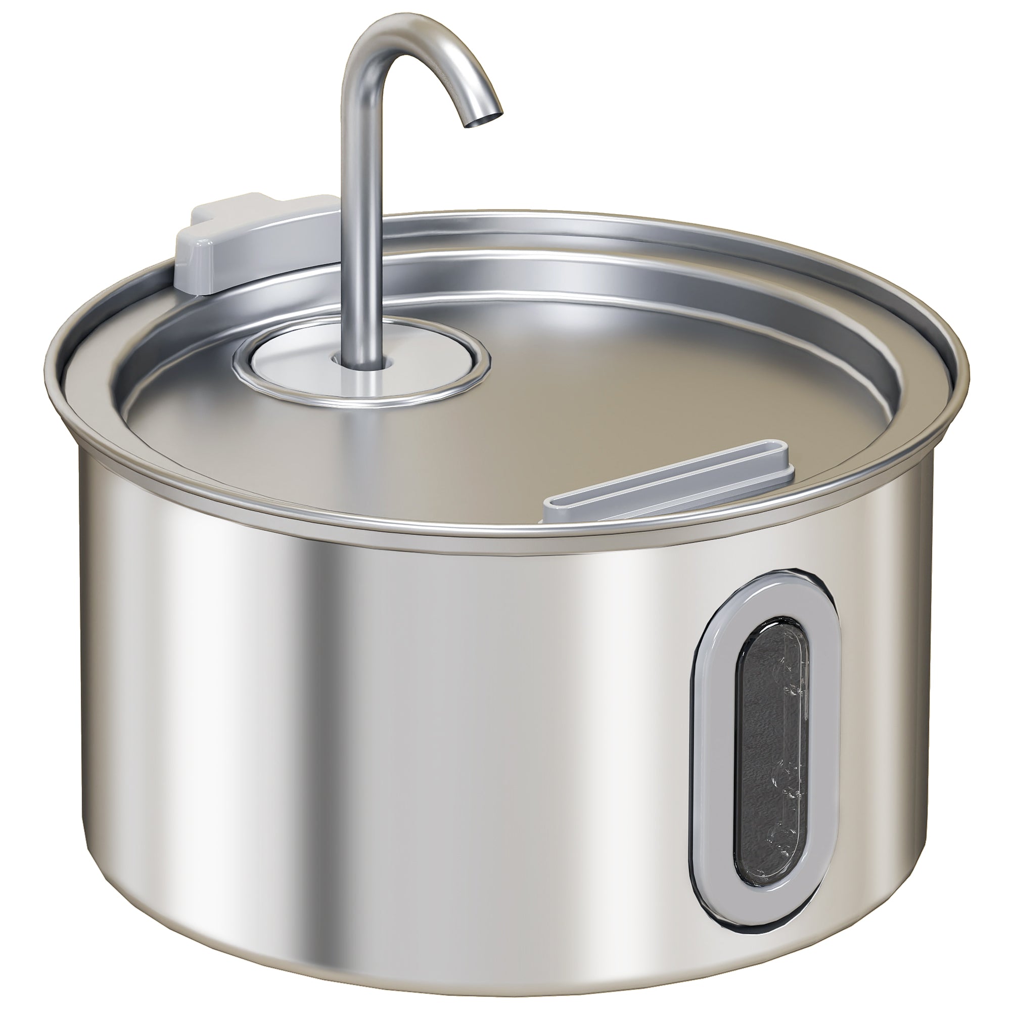 PawHut 2.5L Stainless Steel Cat Water Fountain for Drinking with Ultra-Silent Pump, Water-Level Window, Filters
