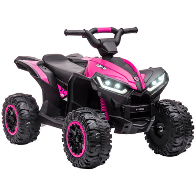 HOMCOM 12V Ride-On Quad Bike w/ Music, Horn, for Ages 3-5 Years - Pink 